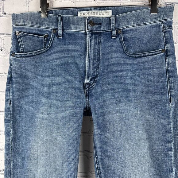 Express Men's Alec Skinny Fit Skinny Leg Jeans, Size W34 x L32, Medium Blue Wash - Picture 5 of 12